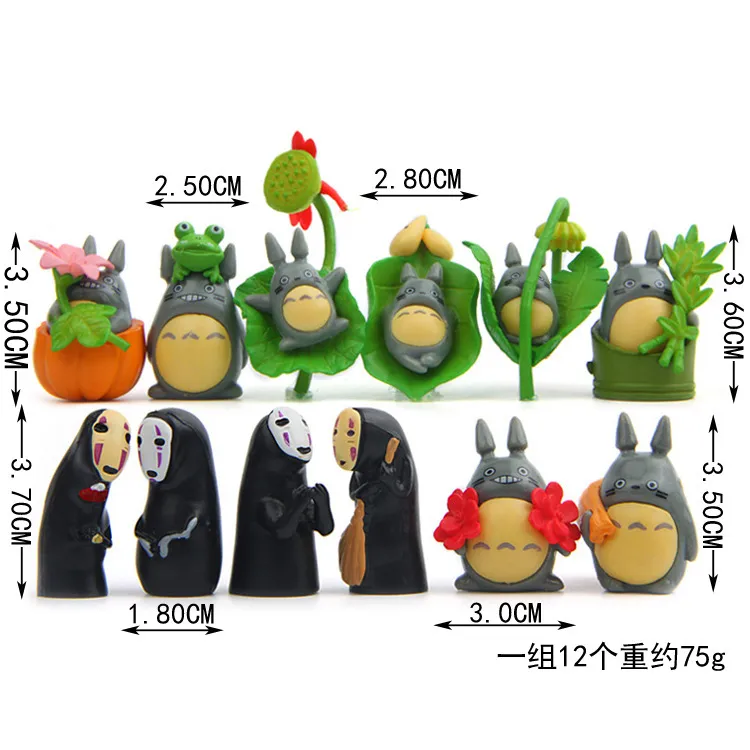 12Pcs Set Mini Figurines Small Totoro Action Figures Fairy Garden Miniature Terrarium Resin Craft Anime Decor 1 - Ghibli Figure