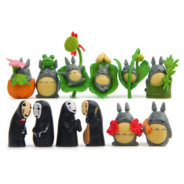 12Pcs Set Mini Figurines Small Totoro Action Figures Fairy Garden Miniature Terrarium Resin Craft Anime Decor - Ghibli Figure