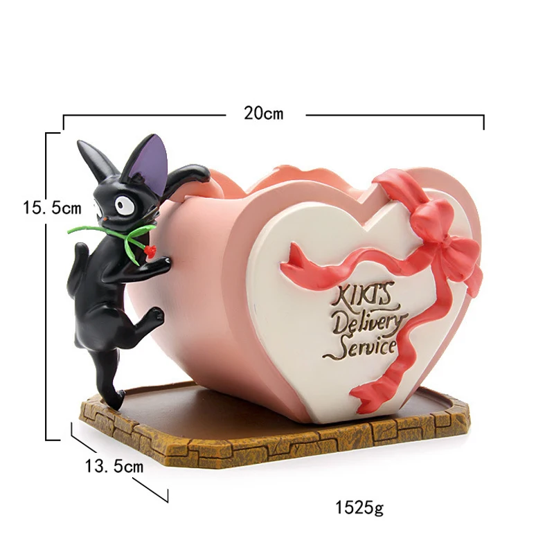 1set Kiki s Delivery Service Couple JiJi Cat Rose Heart Shaped Flower Pot Resin Model Action 1 - Ghibli Figure