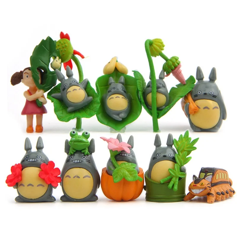 Ghibli Anime Totoro Miyazaki Hayao Umbrella Street Lamp Figure Desk Ornament Model Fairy Garden Moss Miniatures 1 - Ghibli Figure